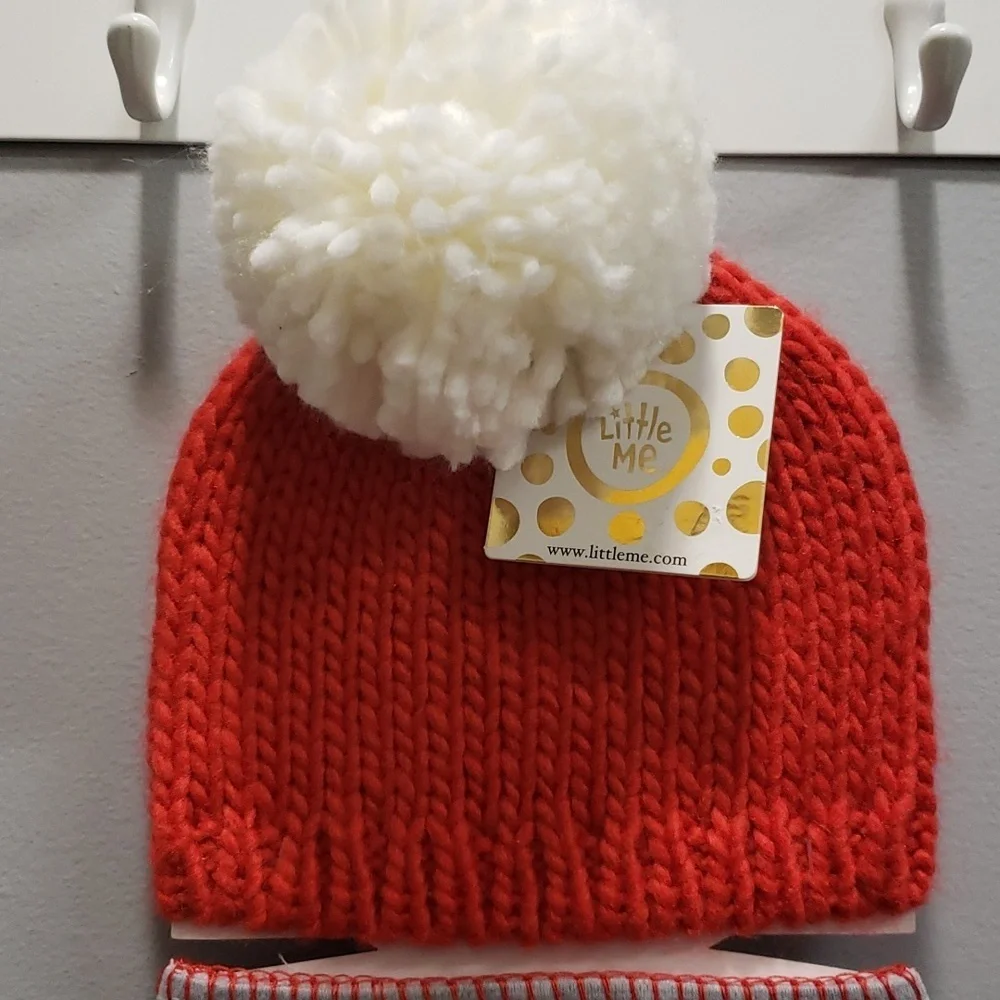 Little Me NWT Hat, Santa Bib And Booties Gift Set